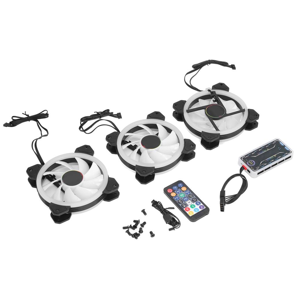 3Pcs RGB Case Fan 120mm Super Quiet RGB Multiple Light Modes Shockproof Design PC Case Fans with Controller Screws