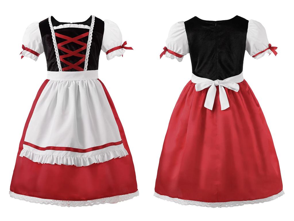 ReliBeauty Kostium na Halloween dla i Rozmiar Sukienki 150 Dziewczynki, Kostium Dziecięcy, Peleryna, Fartuch, Zestaw,