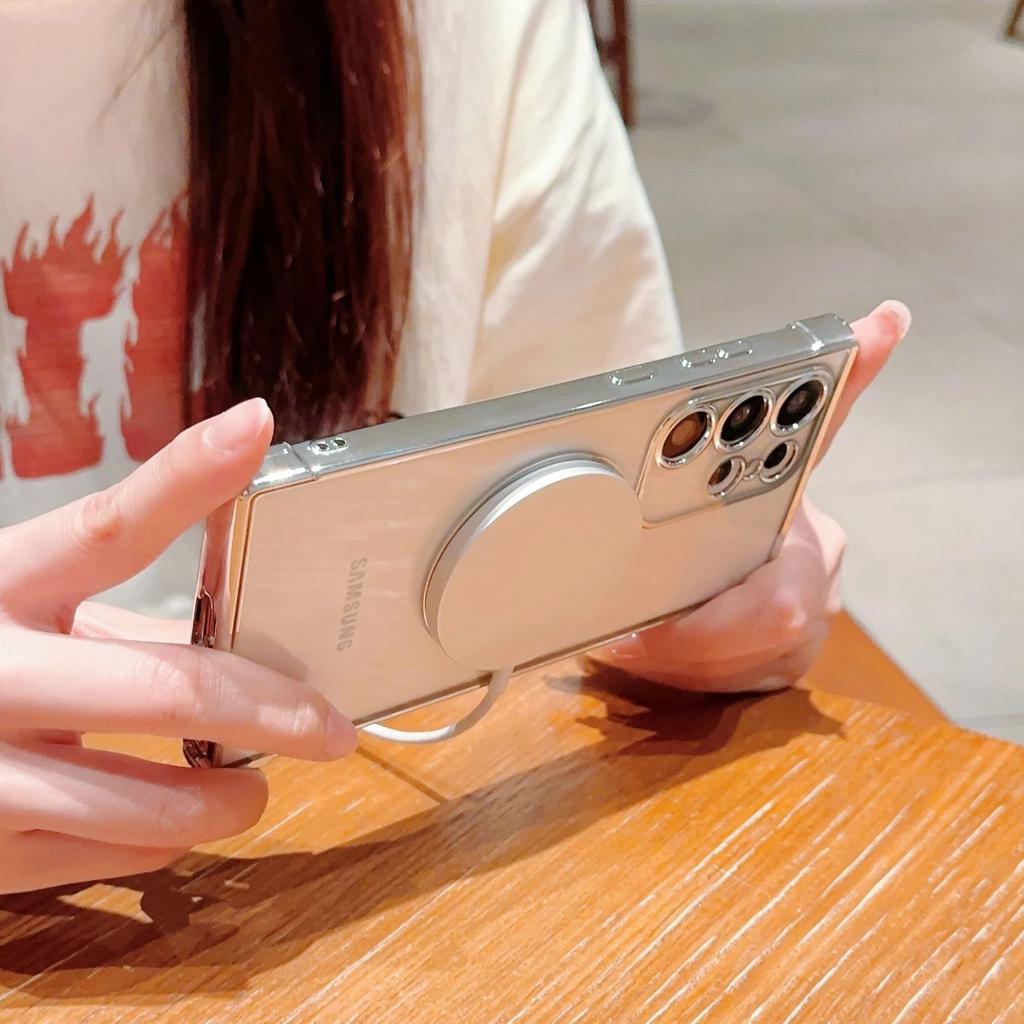 Original Plating For Magsafe Magnetic Case For Samsung Galaxy S26 S25 Edge S24 S23 S22 S21 Ultra Plus FE Clear TPU Soft Cover