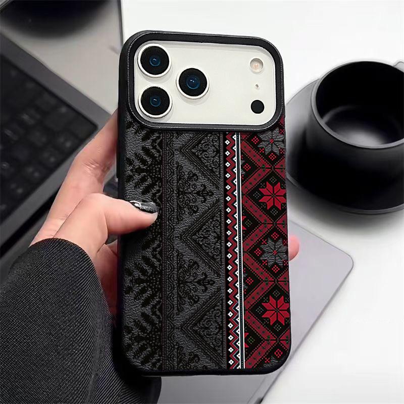 Vintage Totem Pattern TPU Phone Case For iPhone 17 16e 16 15 Pro Max 14 13 12 Pro Max 11 Air Soft Leather Texture Silicone Cover