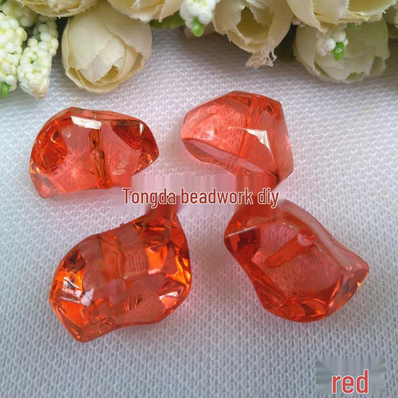 DIY Acrylic Irregular Beaded Earring Kit - Imitation Crystal Ice Cube Beads (19x28mm)