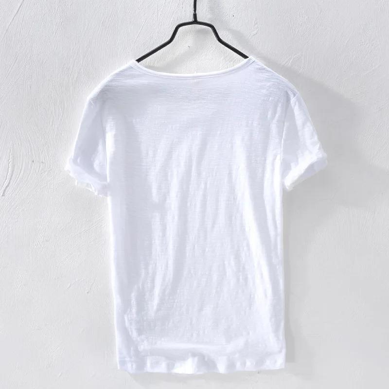 Herren T-Shirt Einfarbige V-Ausschnitt Kurzarm Tops T-Shirts Mann T-Shirt Schlanker Mann Bambusfaser T-Shirts Fitness Männliche Kleidung