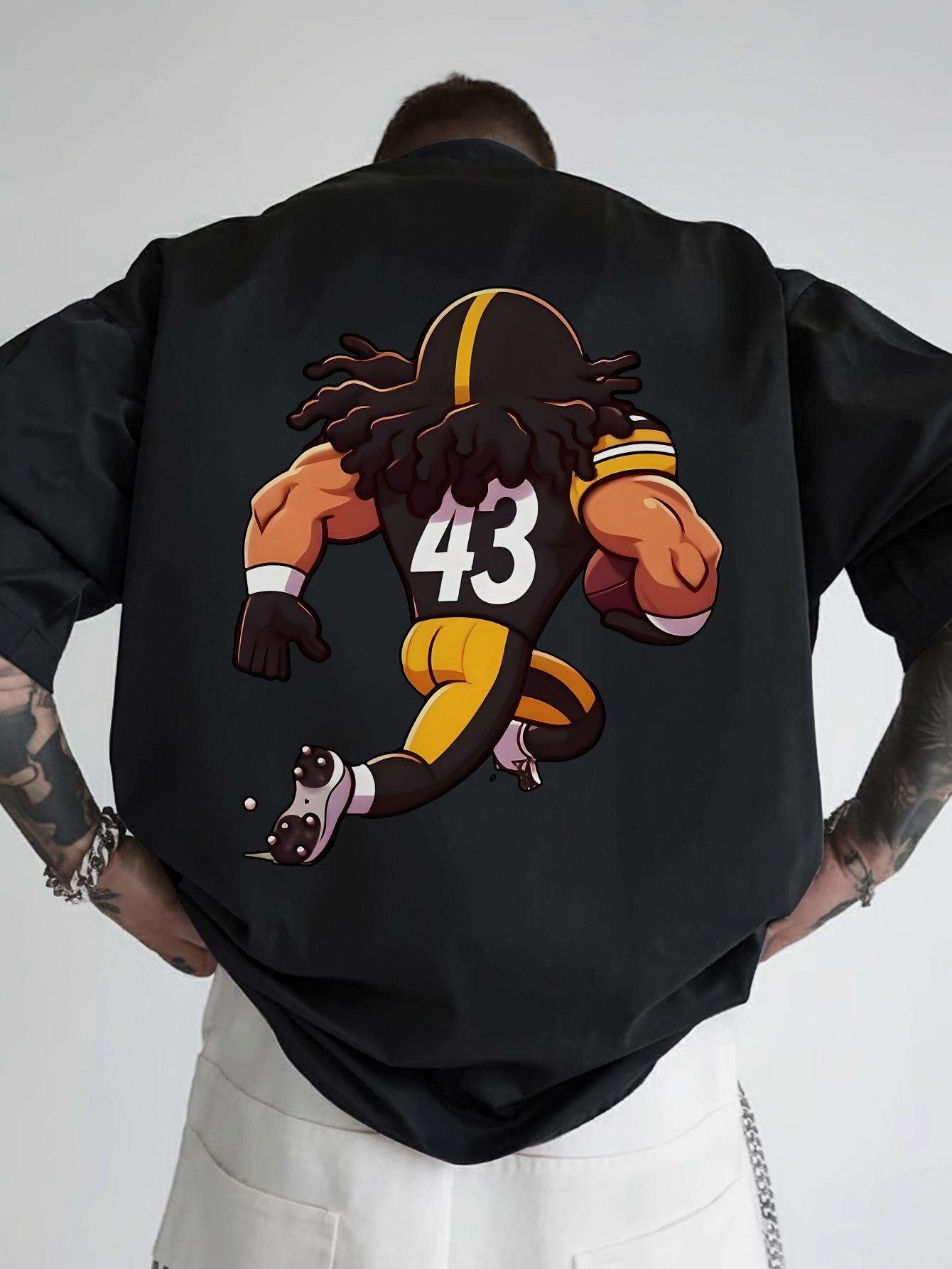Graphic T-shirt with Fun Back Print - Casual Crew Neck XL