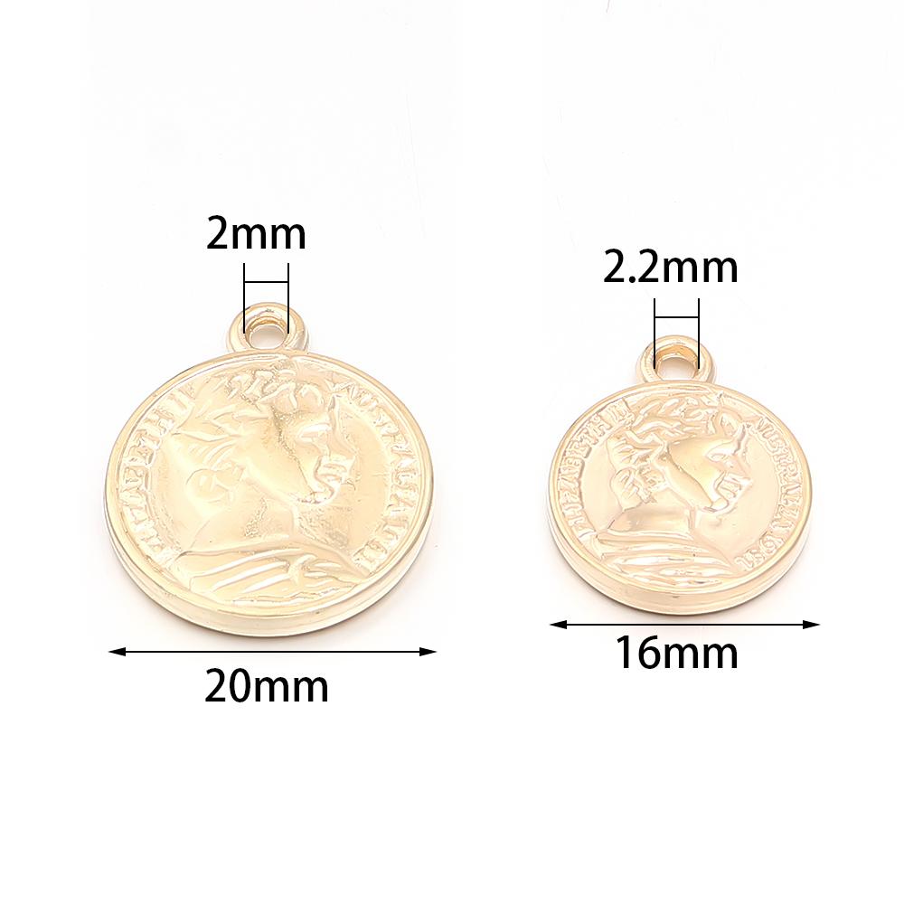 30-50pcs Vintage CCB Portrait Charms Trend Round Sailboat Coin Charms Pendant For Jewelry Making DIY Crafts Necklace Accessories