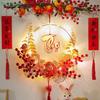 2026 Chinese New Year LED Wreath- Lucky "Fu" God of Wealth Hanging Decoration for Spring Festival