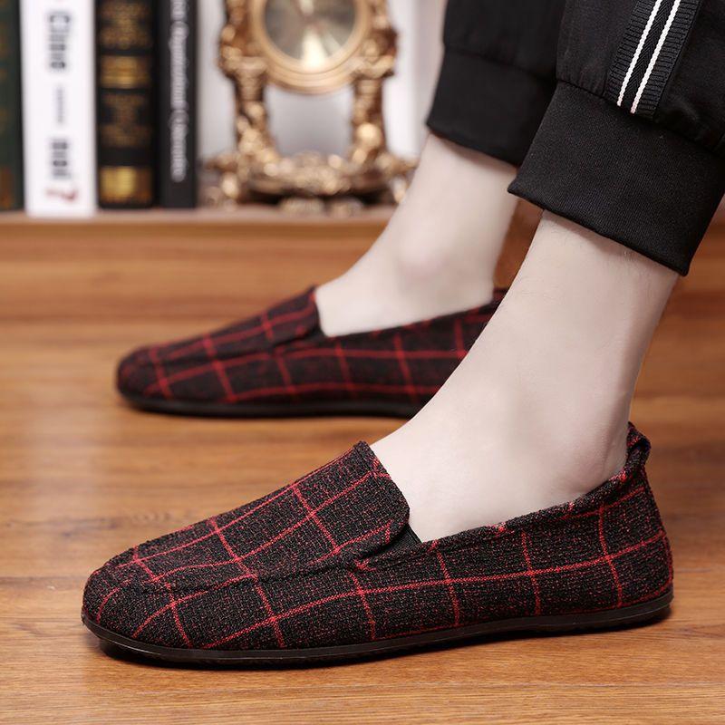 Loafers Shoes Men Slip-On Lightweight Men's Casual Canvas Shoes Summer Fashion Versatile One Step Lazy Shoes Driving Shoes Man