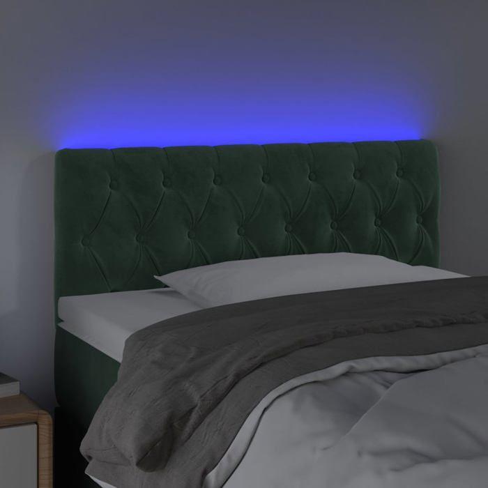 VidaXL Tête de Lit à LED Meuble de Chambre à Coucher Accessoire de Lit Simple Tête de Cadre de Lit Intérieur Vert Foncé 3121987
