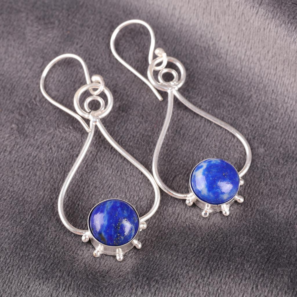 Lapis Lazuli Earrings Handmade Gemstone Jewelry, 925 Solid Sterling Silver Earrings, Unique Design Jewelry Earrings