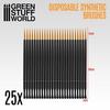 Green Stuff World Disposable Synthetic Bristle Brushes, 25-Pack, Hobby Tool, GSWD-2419