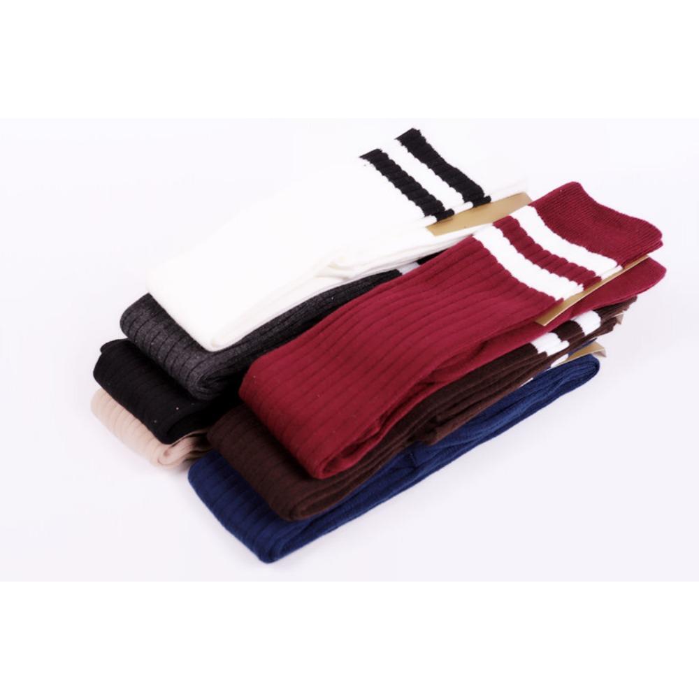 Autumn New Sweet Cotton Bottom Socks Manufacturers Wholesale, Two Bars Vertical Strip Knee Socks Jacquard Long Socks