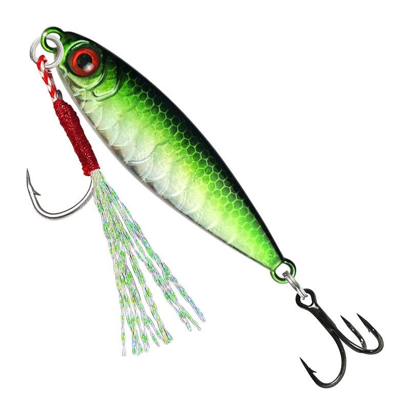 Luya Iron Plate Lead Fish 7G-30G Swimming Tower Lead Fish Multi-Color Multi-Gram Weight Single Hook Three Hooks Far Cast Lead Bait (as the picture,7g bare chip (no hook or loop))