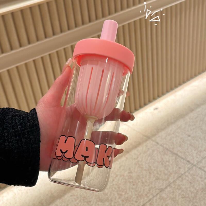 Portable High-Temperature Glass Straw Cup