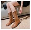 High Boots Embroidery Retro Handmade Women's Boots Western Cowboy Boot Pointed Toe Boots Hand Stitching Outdoor Knee-High Boot