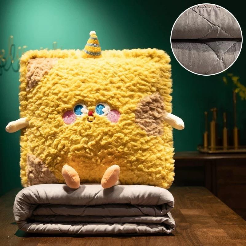 Winter Velvet Throw Pillow Quilt Dual-purpose Office Stack Nap Blanket 2-in-1 Car Back Sleeping Artifact 100X150cm