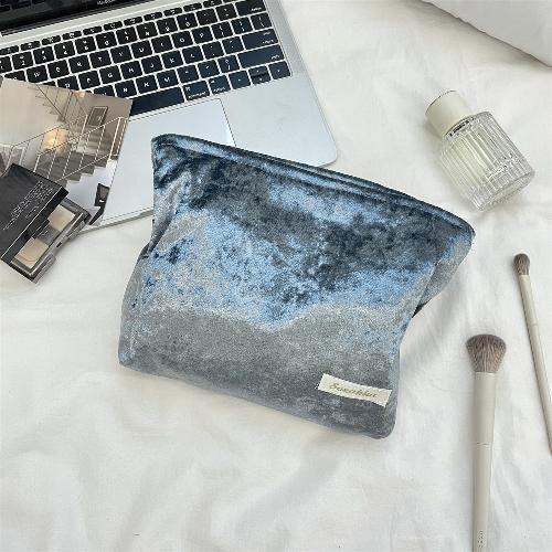 Velvet Handhold Storage Cosmetic Bags Cases for Women Makeup Travel Toiletry Organizer Zipper Pouch Shopping Cards Storage