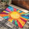 Bohemian Rainbow Sun Printed Floor Mat, Soft Rug for Entryway Bedroom Living Room, Vibrant Home Decor Carpet