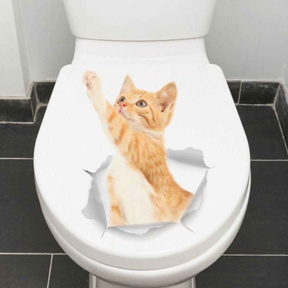 DIY Cat Wall Decal Cute Toilet Seat Decal Funny Cat Toilet Sticker  Toilet Seat