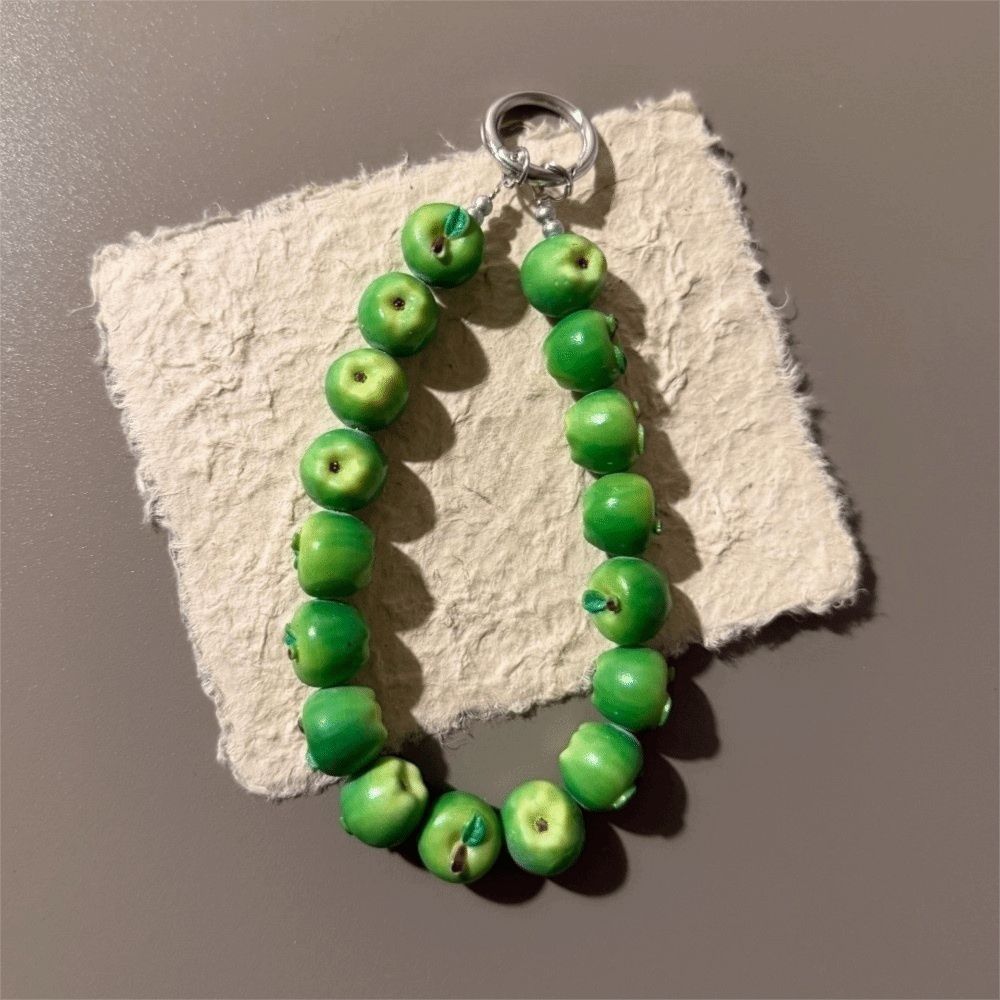 Exquisite Bag Charm Strawberry Mobile Phone Chain Trendy Fruit Beads Keychain  Daily