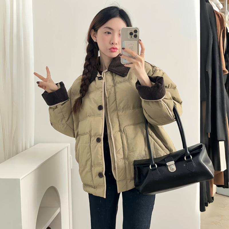 New women s winter cotton-padded clothes, small short loose thickened cotton-padded clothes, cotton-padded jackets, and trendy jackets. S