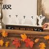 Halloween Office Decor Dancing Witch Countdown Table Ornament, Rustic Wooden Home Handcrafted Art for Party Centerpiece, Spooky Haunted House Tabletop