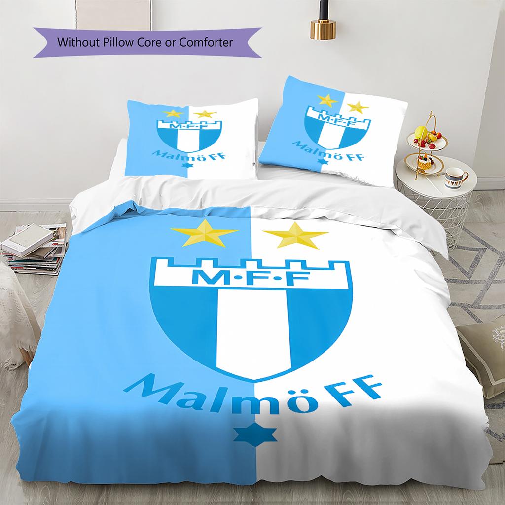 Malmö FF Muster Bettwäsche, Steppbett Set Bettbezug Kissenbezug Zuhause Geburtstagsgeschenk (1 Bettbezug + 2 Kissenbezüge, ohne Füllung)