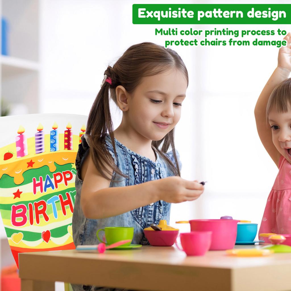 2/4 Pcs Chair Cover Reusable Birthday Seat Cover Kit Polyester Birthday Chair Back Decor for School Party Classroom Home Decor