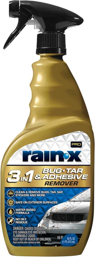 Pro Tar Additive Remover 473ml Powerfully removes sticky and tar Rain-X 3-in-1 Bug, & (620213) 3-in-1 - dirt, bugs, pitch,