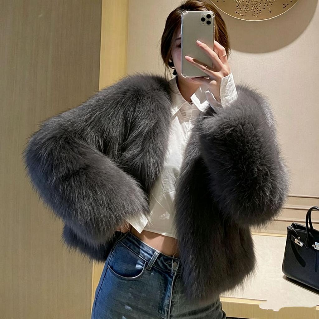 New imitation fur coat women's imitation fox hair raccoon hair imitation autumn and winter thickened temperament light