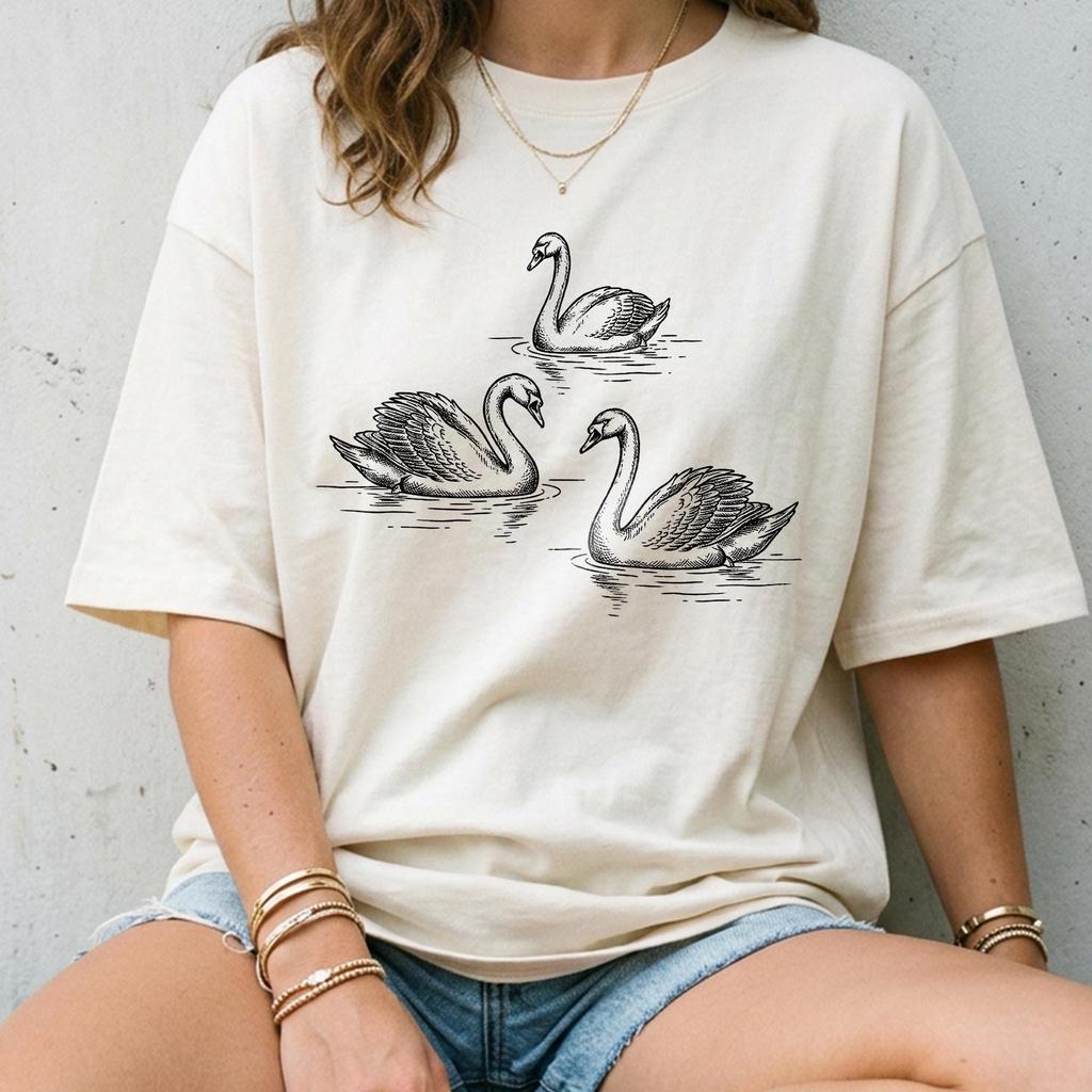 Swan Shirt, 90s Vintage Graphic Tee, Retro Silly Goose Tshirt, Y2k Animal Lover Gift, Minimalist Bird Apparel