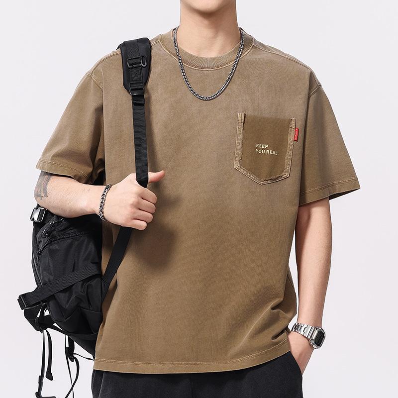 

Новая летняя мужская футболка с коротким рукавом, градиентной расцветкой в стиле спрей, с эффектом стирки 4XL