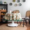 Tablecloth Green Pine Branch Printed Dining Table Cloth Korean Cotton and Linen Coffee Table Cloth Round
