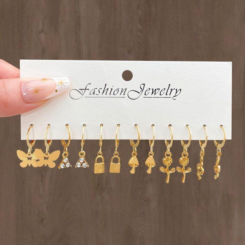 New Arrival Stylish Silver Earrings Suit Fashion Inlaid Pearl Earrings Circle Simple Cold Style Ear Ring