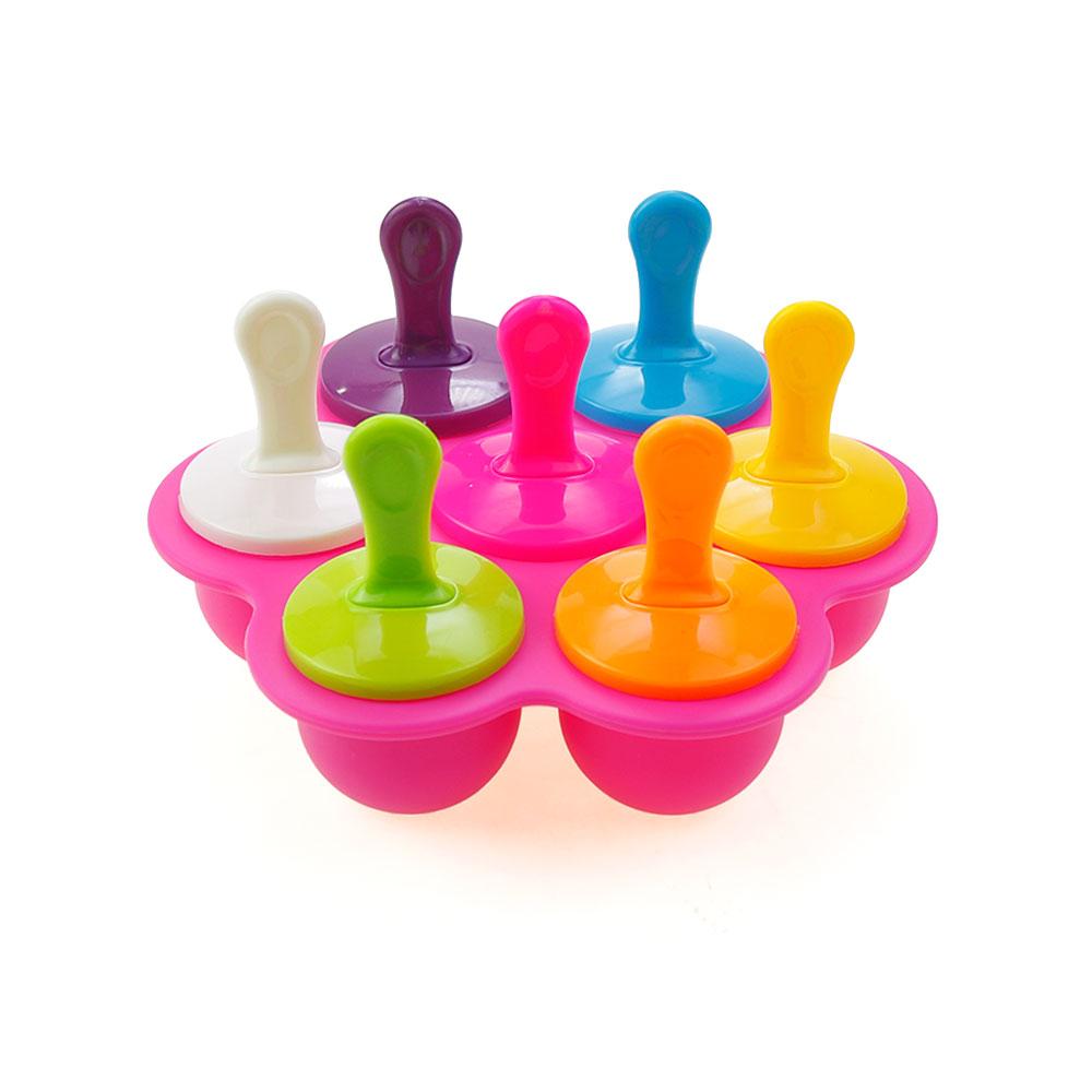 Silicone World 9/7 Holes Popsicle Silicone Molds DIY Ice Cream Pops Mold Ice Tray Children Fruit Shake Complementary Food Box