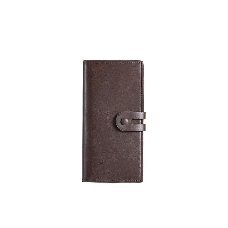Men’s Long Wallet Vintage PU Leather Clutch Wallet Large Capacity Card Holder Zipper Coin Pocket Bifold Wallet with ID Window