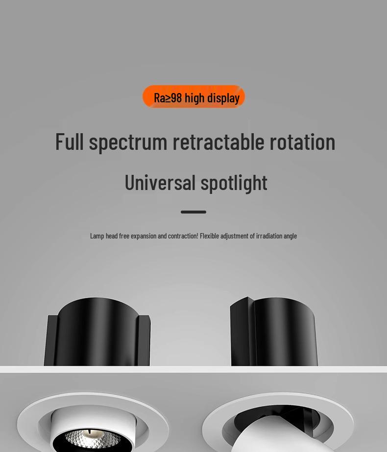 Adjustable Angle Recessed Retractable Spotlight - Anti-Glare Stretch Long Arm Light for Household & Commercial Use