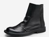 Classic Genuine Leather Autumn Winter Plush High Top Zip Chelsea Motorcycle Black Ankle Boots Men'S Fashion Shoes