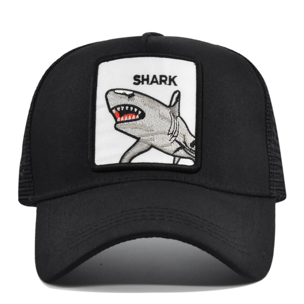 Animal embroidered baseball cap - shark design - mesh visor - curved brim sun hat