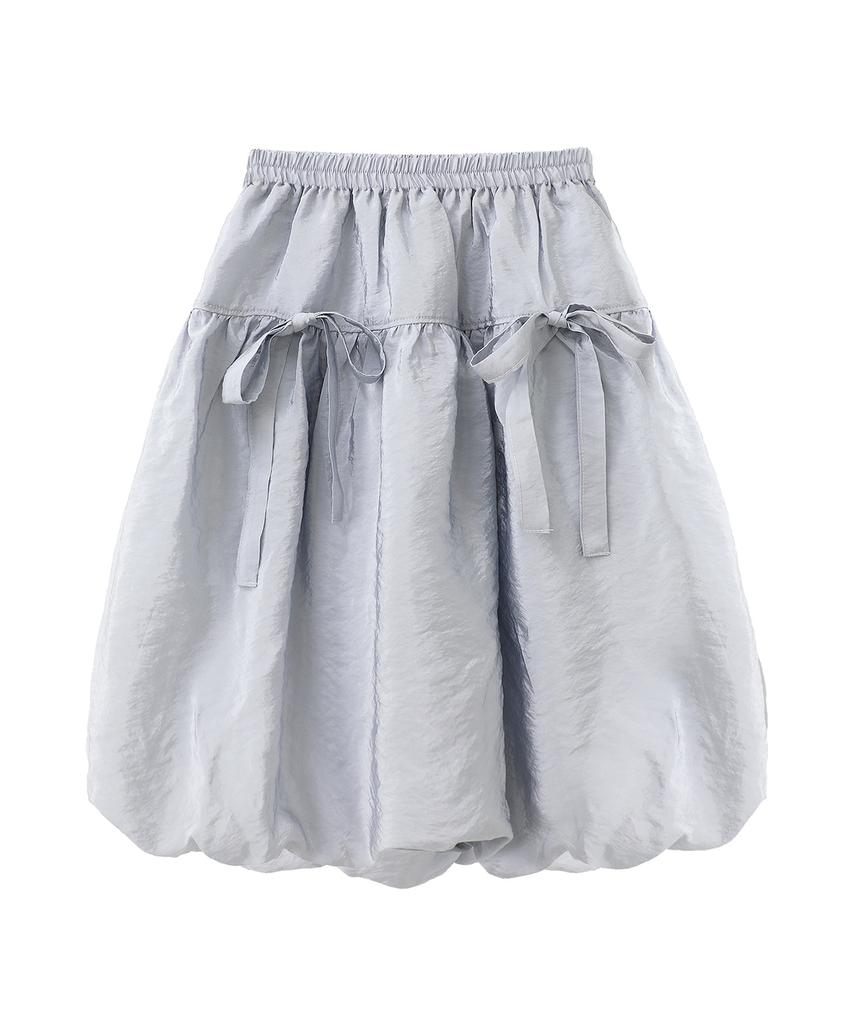 Plasma Sphere Cloud Ribbon Puff Balloon Flare Midi Skirt_ 2 Colors