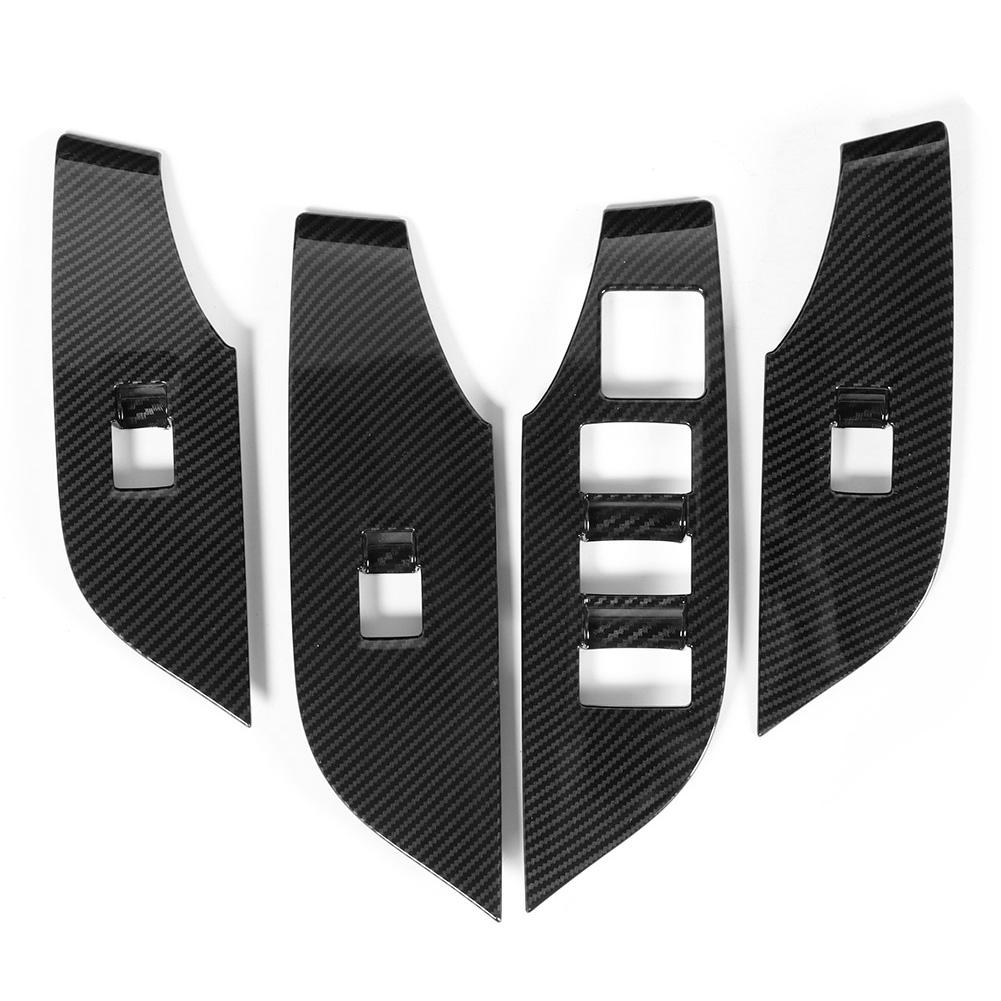 

4pcs Carbon Fiber Style Window Lift Switch Button Trim Cover Fit for Toyota RAV4 2019 Right Hand Driving