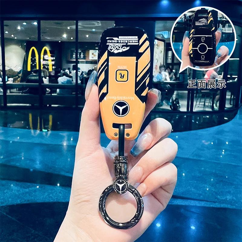 SFX1  Car Key Case Cover for Mercedes Benz 2022 C S Class W206 W223 S350 C260 C300 S400 S450 S500 TPU Shell Fob Holder Protector