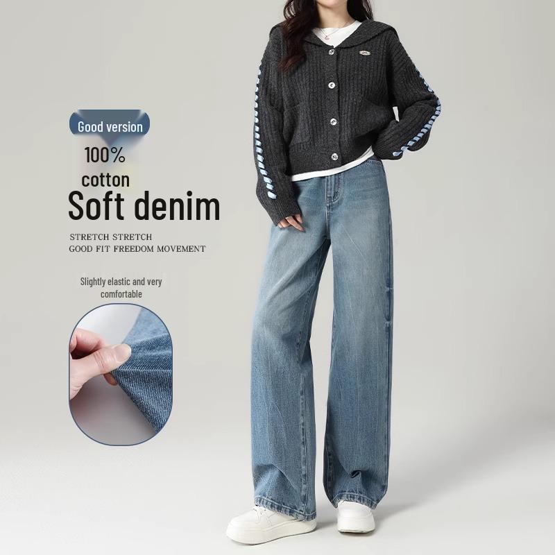 Women's Retro High-Waisted Wide-Leg Jeans - 2025 Spring Collection