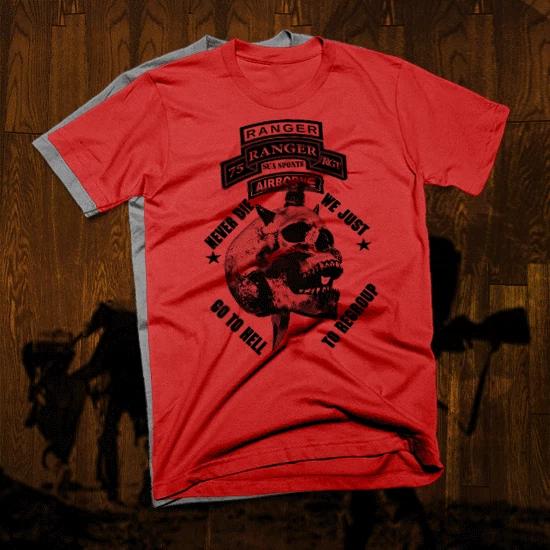 

Army Ranger T-Shirt Iraq Afghan War Military Combat Veteran cotton Tee, new L