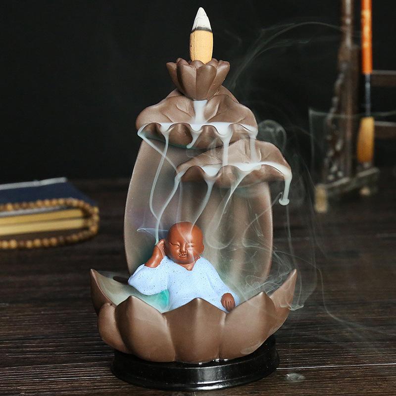 

Purple Sand Lotus Bergamot Incense Burner Western Three Holy Smoke Backflow Aroma Diffuser Creative Ornament Plate Incenseburner синій