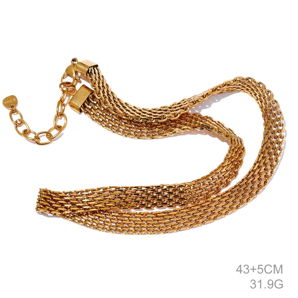 Yhpup Waterproof Stainless Steel Metal Cuban Chain Wide Neck Necklace Gold Silver Color Trendy Texture Statement Jewelry Gift