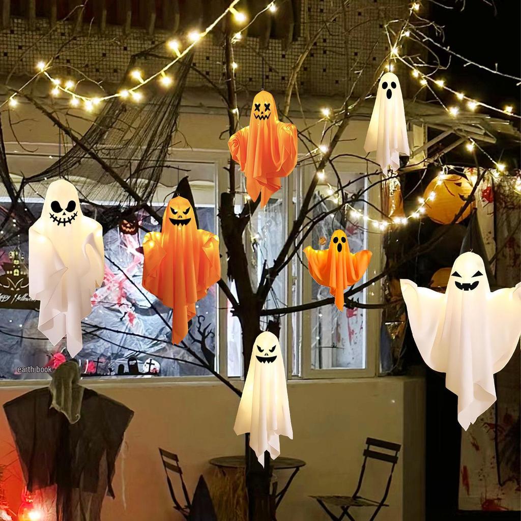 LED Glowing Ghost Pendant: Colorful Halloween Decoration