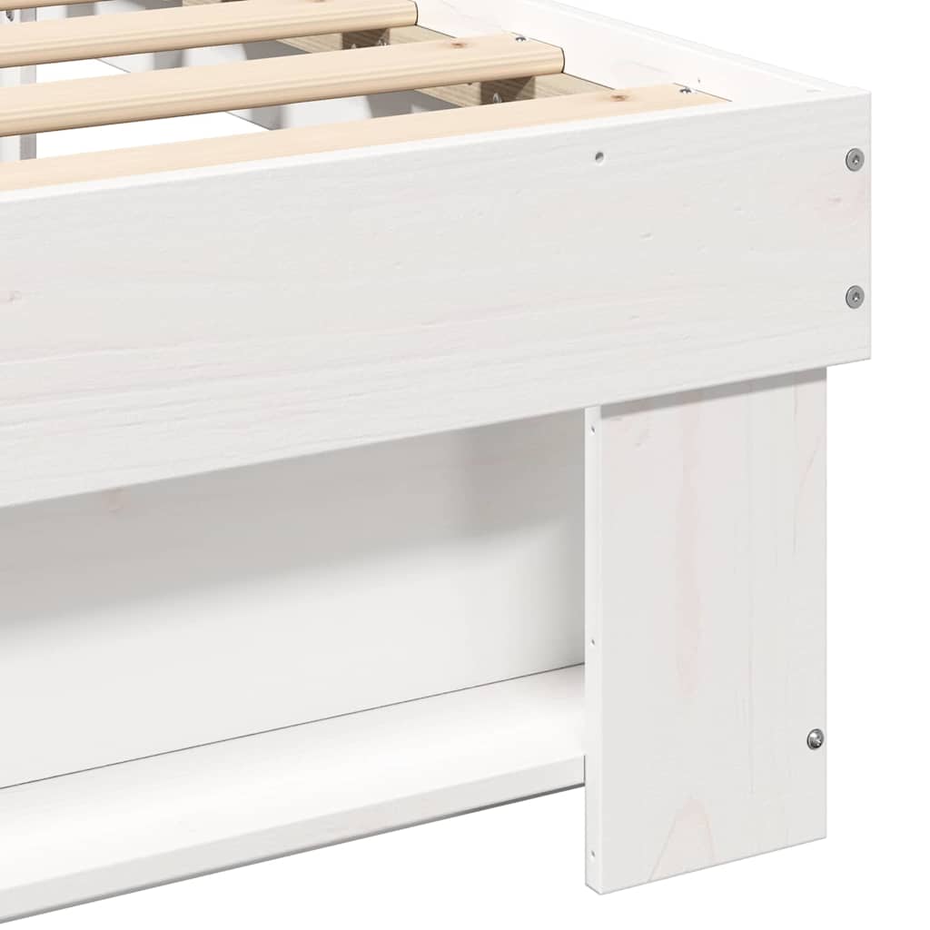 White Bed Frame with Headboard 120 x 190 cm Solid Pine Wood