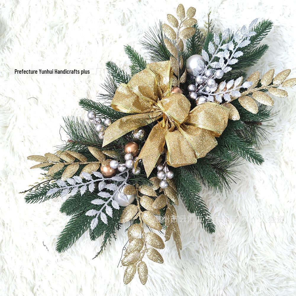 Yunhui Christmas Stair and Door Hanging Wreath - Festive Mantle and Staircase Decoration with Simulated Flowers