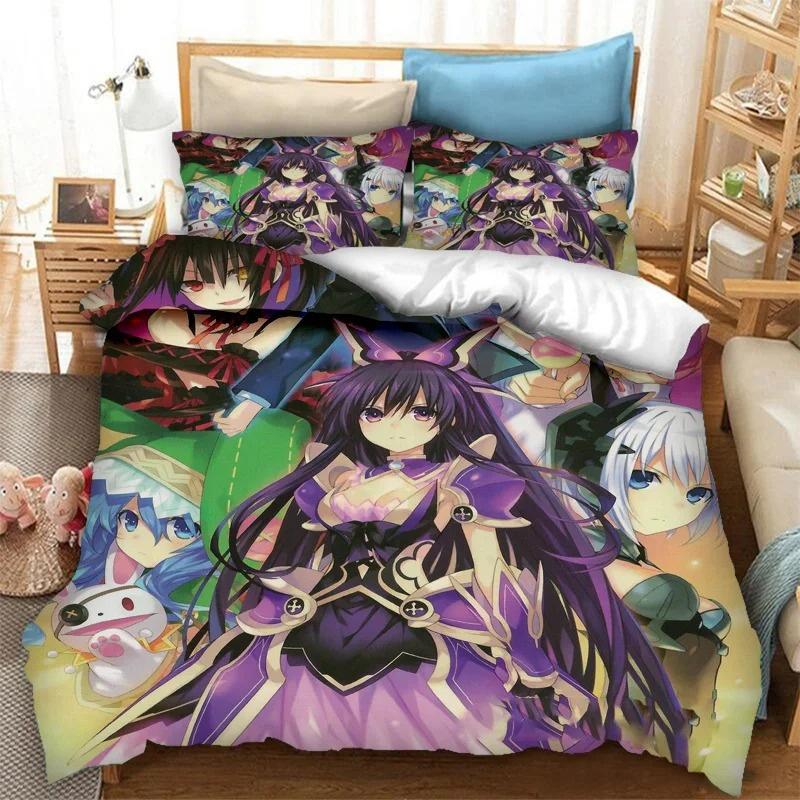 3D Print Anime Date A Live Bedding Set Boys Girls Twin Queen King Size Duvet Cover Pillowcase Bed Boys Teen Adults 2/3pcs Tool
