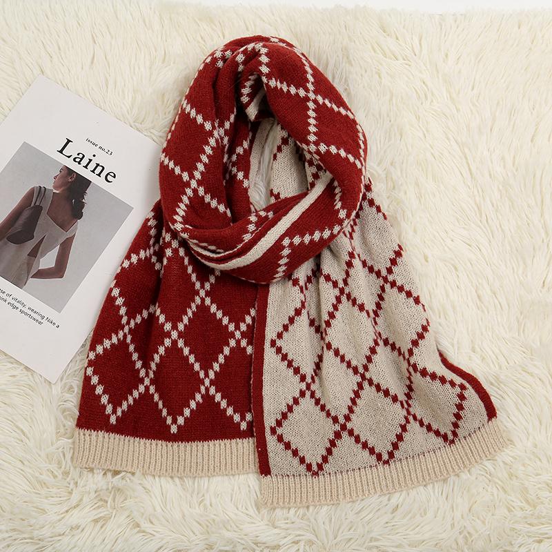 Plaid Cashmere Scarves for Ladies Luxury Designers Scarf Winter Thicken Warm Soft Pashmina Shawls Wraps Knitted Long Scarf Women