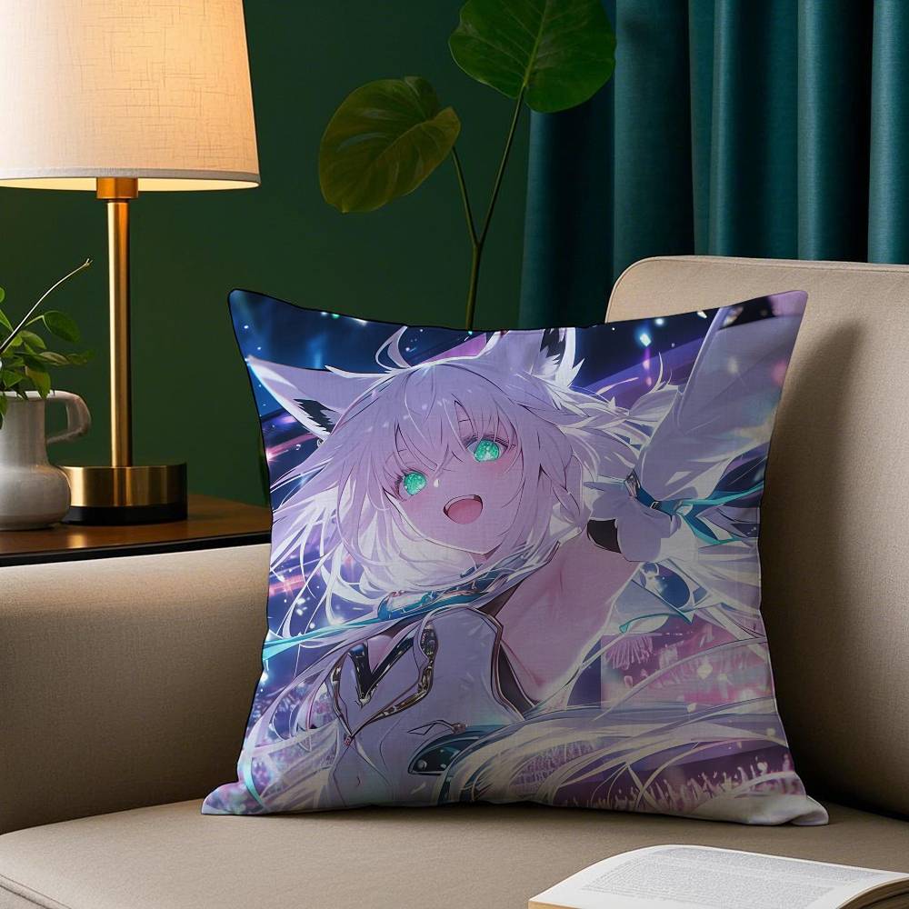 Anime Cute S-Shirakami Fubuki Pillow Case Plush Fabric Soft Pillowcase Double Sided Print Sofa Cushion Cover Throw